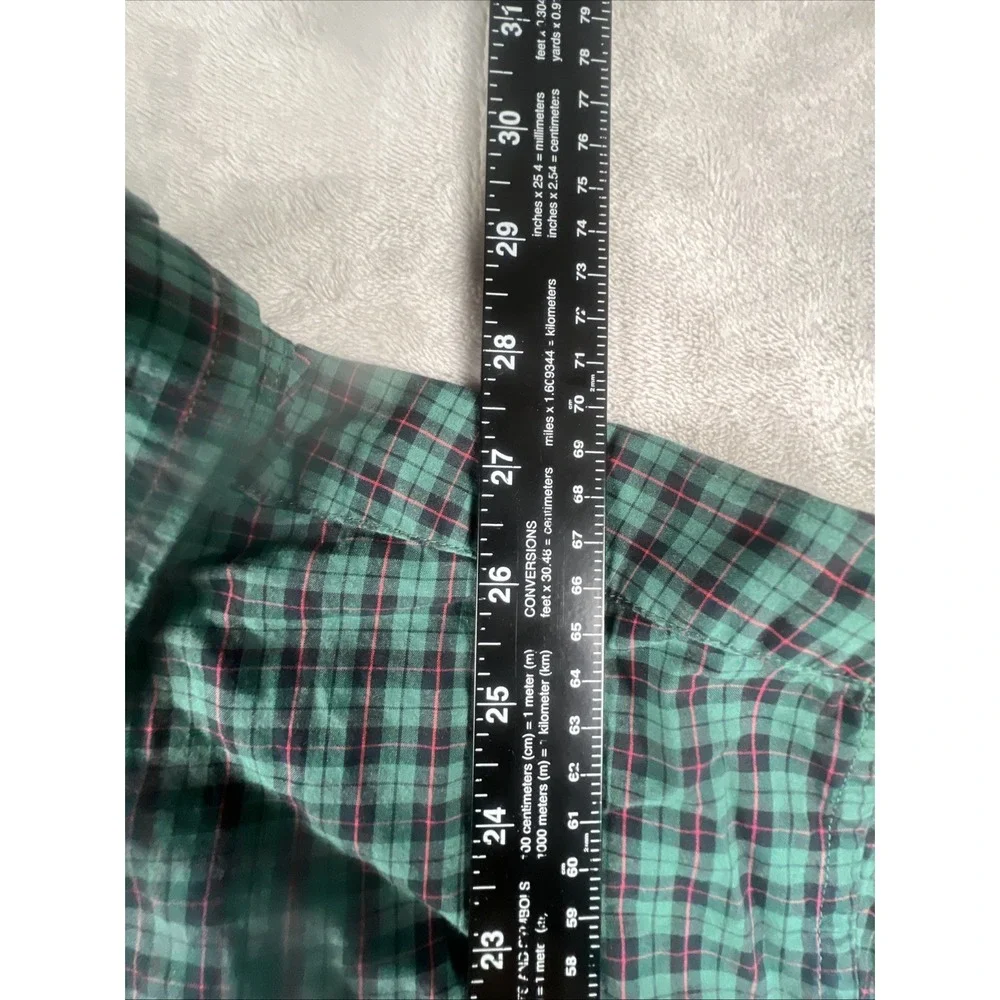 Vtg Polo Ralph Lauren 'Custom Fit' Green Plaid Button-Down Shirt - Size Large